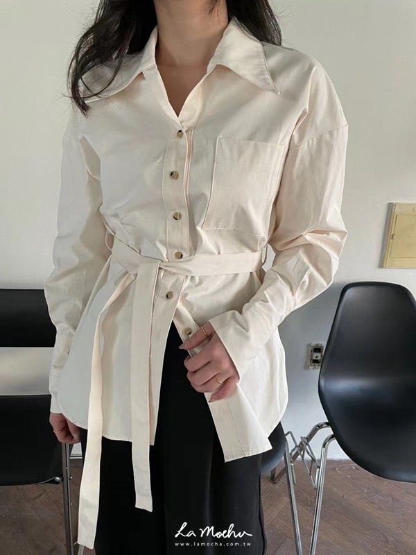 (限量商品)腰綁帶口袋襯衫